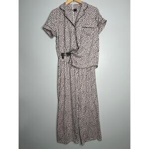 Kate Spade Women's Blush Pink +‎ Black Flamingo Dot 2-Piece Pajama Set Size S